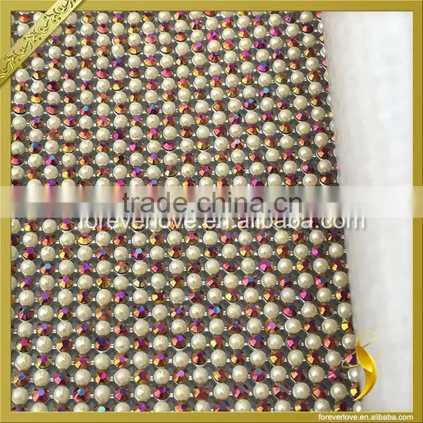 Wholesale Hotfix Design Round Ceramic Crystal Rhinestone Mesh Sheets for Bag FRM-176 photo-2