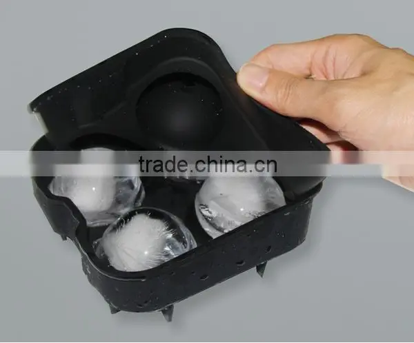 10 Colors BPA Free FDA Food Grade Non Stick 4 x 45mm Ball Shaped Silicone Ice Cube Tray photo-2