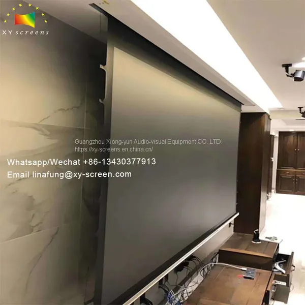 OEM/ODM In-Ceiling Recessed Electric Projector Screen Aluminum Casing Hidden In Ceiling Motorized Automatic Projector Screen photo-5