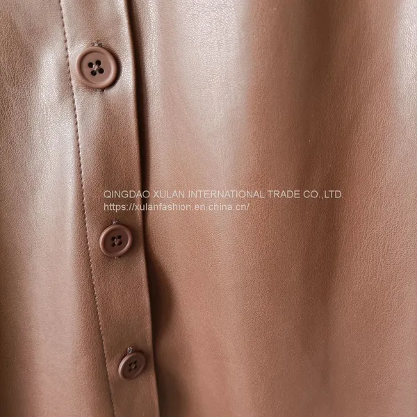 Spring/Autumn Women's Eco Leather Fashion Shirt photo-5