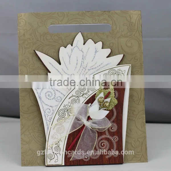 Special Product Flower Shaped Vintage Pakistan Style Wooden Wedding Invitations photo-4