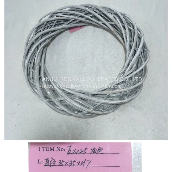 Different Sized Grey Color Full Willow Round Shape Flower Wreath For Home Decorative photo-5