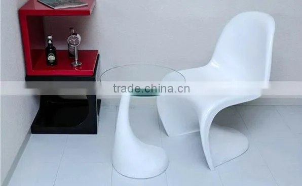 Unique Design Fiberglass Base Glass Side Table Teardrop Coffee Table photo-4