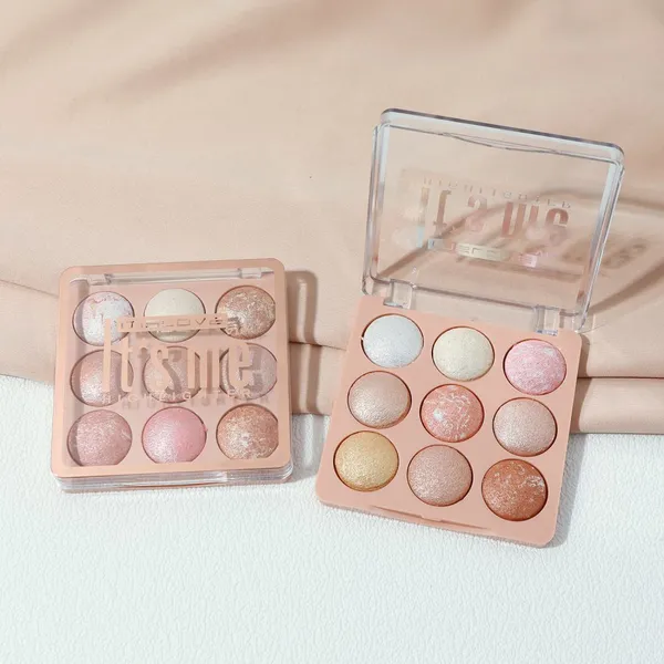 Factory OEM 9 Color High Pigment Make up Bronze Highlight Baked Palette Cosmetic La Sombra De Ojos