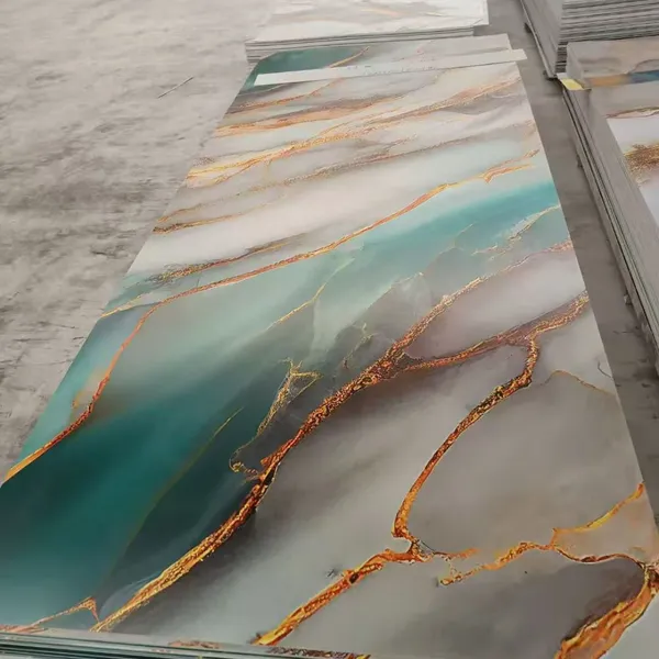 PVC Golden Marble Panel Gilded Wall Panels for Home and Office Wall Decoration