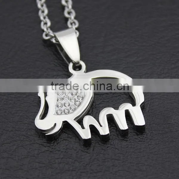 High Quality Stainless Steel Cute Elephant Necklace Diamond Elephant Pendant Necklace Wholesale photo-5