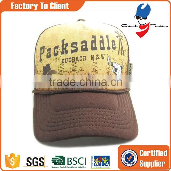 Printed Design Customize 5 Panel Mesh Trucker Baseball Cap and Hats