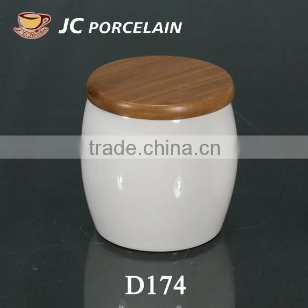Ceramic Canister Jar With Wooden Lid photo-2