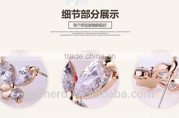 New Fashion Rolled Jewelry Gold Butterflies Crystal Earring For Women photo-5