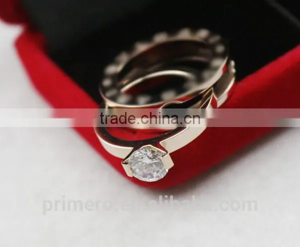 Classic Single Rhinestone Big Stone Titanium Steel Bulgarian Combo Carat Designs Rose Gold Ring Jewelry Accessories photo-4