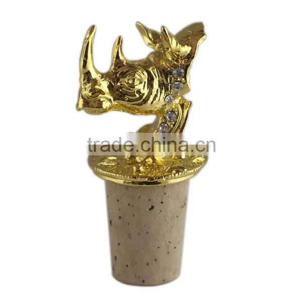 Zince Alloy Rhinoceros Rhinestone Wine Bottle Stopper Bar Accessories photo-3