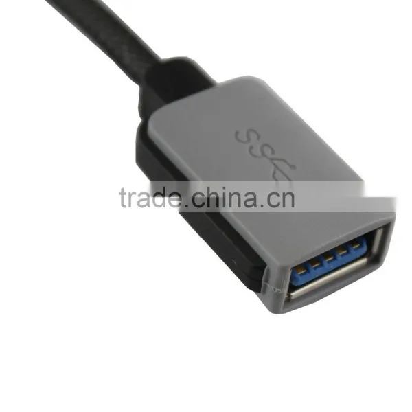 23cm Length Braid USB 3.1 Type -C Male To USB 3.0 A Female OTG Host Cable photo-3