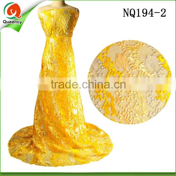 Guangzhou Lace African White French Lace Fabric With Stone NQ198-1 photo-5