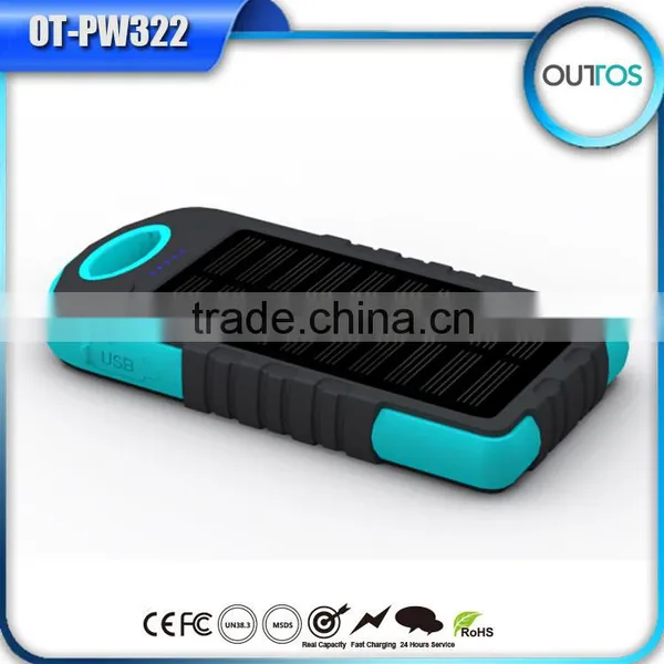 2016 Hot Selling 5000mah Dual USB Portable Waterproof Solar Charger photo-2