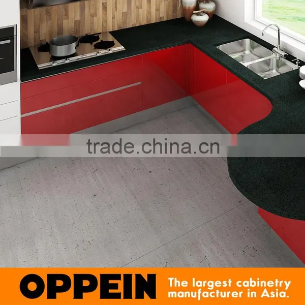 Kenya Exhibition Red Lacquer Cupboard MDF Wooden Kitchen Cabinet photo-4