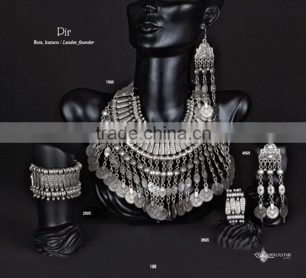 Ring Earring Bracelet Necklace Hellenic Turkish Ottoman Antique Ethnic Culture Jewelry Set Made in Turkey photo-3
