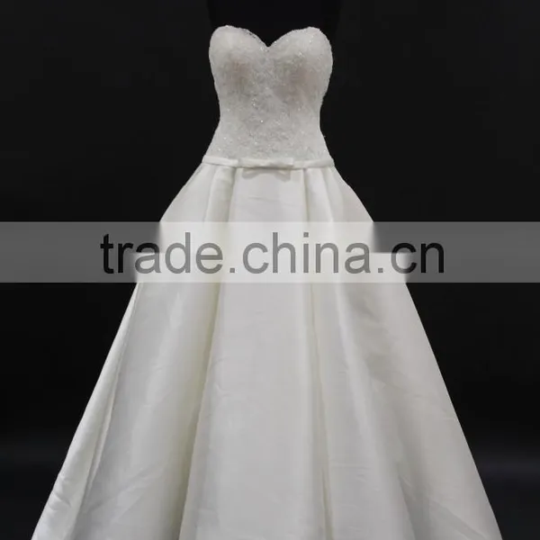 New Beading Lace Pattern Bodice With Mikado Skirt Wedding Dress