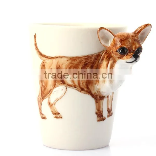 3D Animals Painted Porcelain Mug, Chihuahua Coffee Mug photo-2