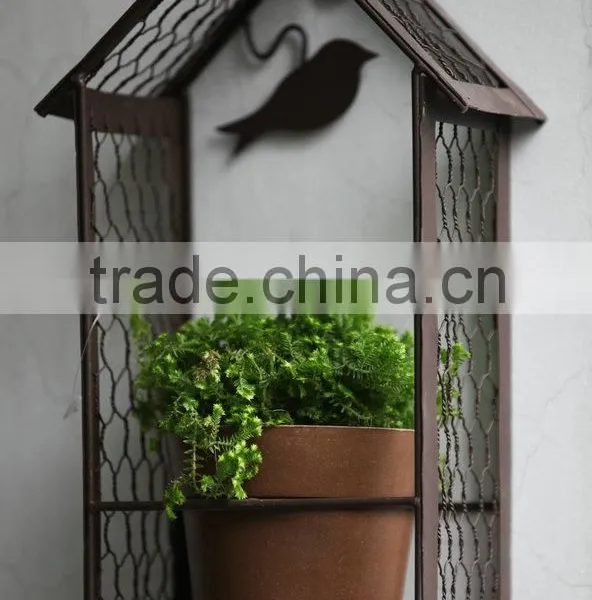Modern Metal Mesh Stand With 1pc Plant Fiber Pot and Birds Decoration for Flower photo-2