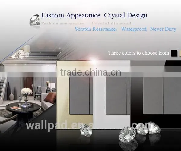Black Crystal Glass16A 110-250V 1 Gang Intermediate Switch Push Button Swtich Light Wall Switch photo-3