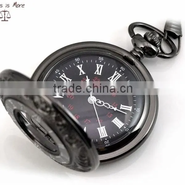Fashion Wholesale Dark Night Pocket Watch Black Necklace Watch for Men photo-3