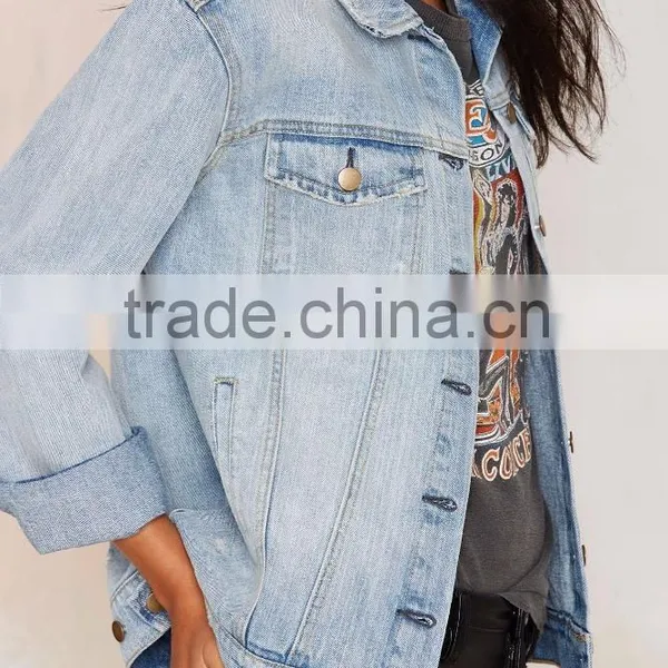 OEM Service China Oversized Boyfriend Denim Jackets for Women photo-2