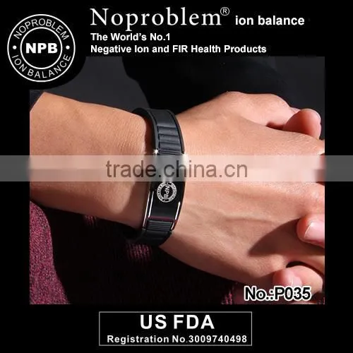 Noproblem P035 Black Magnetic Bead Silicone Man Bio Fashionable Bracelet