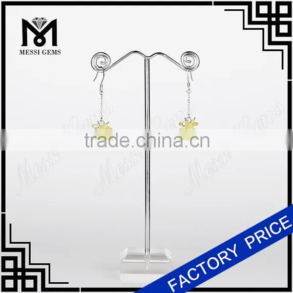 Peridot Color Cubic Zirconia Earring Cluster Flower Earring for Korean Buyers photo-6