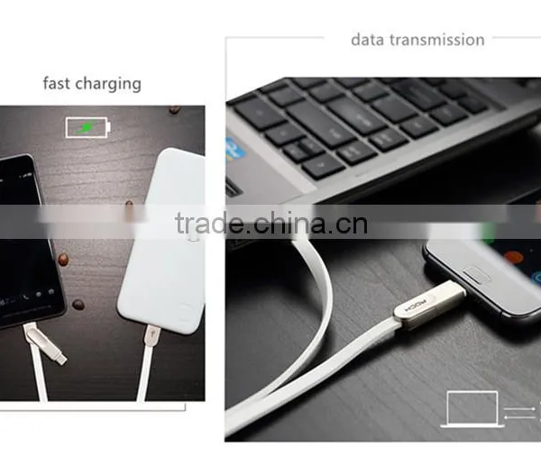 Original ROCK Cobblestone Type C 2 in 1 Cable TPE Zinc Alloy Universal USB Type C Micro Charging Date Cable photo-4