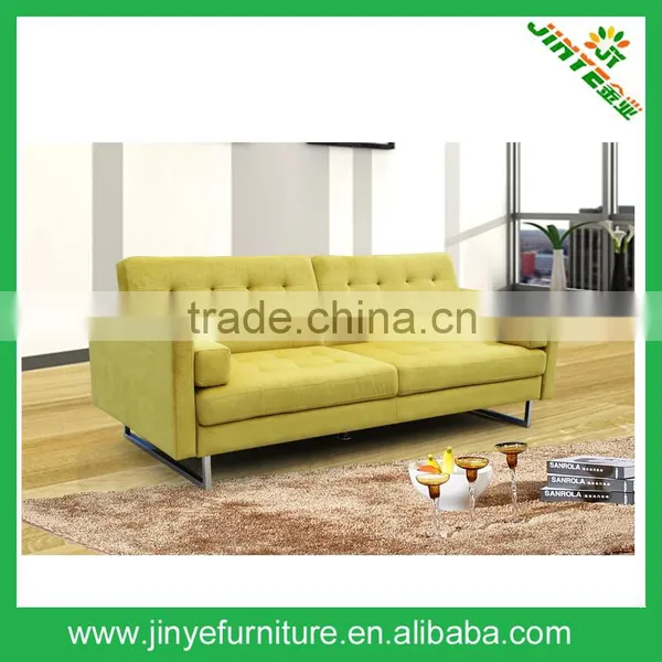 Modern Convertible Simplistic Linen Futon Bed, Yellow photo-2