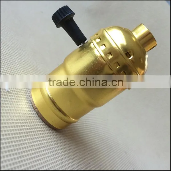Vintage E27 Aluminum Lamp Holder Socket With Switch Brass/Gold/Silver/Black photo-3