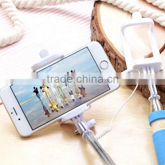 High Quality Extendable Mini Handheld Wired Remote Shutter Selfie Stick Monopod for Cellphone photo-4