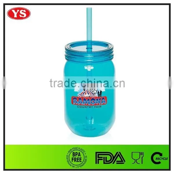 20oz Bpa Free AS Plastic Mason Jar Drinking Mugs With Straw photo-3