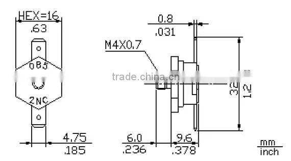 250V 16A Home Appliance Bimetallic Thermostat With Brass Head photo-2