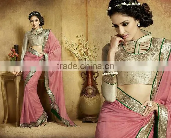Viscose Red Resham Work Lehenga Saree photo-5