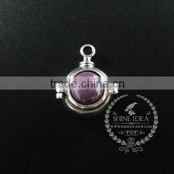 22mm Round Setting Silver Platd Steam Punk Blue,orange,green,purple,sky Blue and Champage Ceramic DIY Pendant Charm 1830068 photo-2