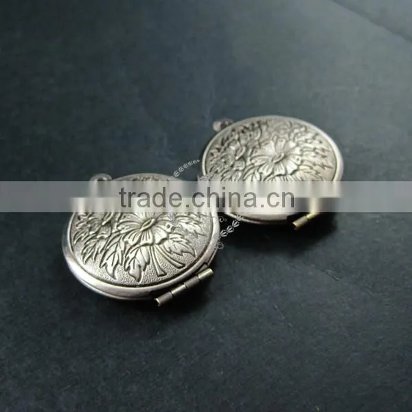 27mm Vintage Style Antiqued Silver Flower Photo Locket Pendant Charm DIY Supplies 1113026 photo-2
