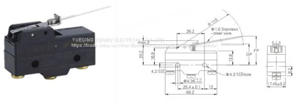Mini Operation Steel Wire Hinge Lever Type Micro Switch(UL/CE/CCC Certificate) photo-2