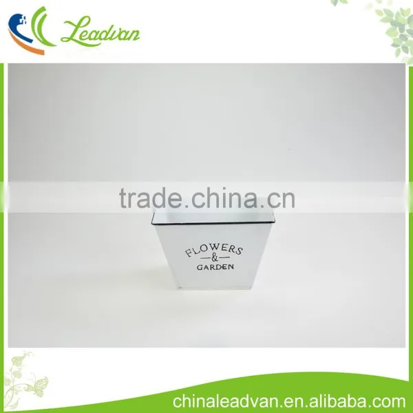 Indoor Funiture and Home Decor White Metal Square-shaped Flower Pots photo-2