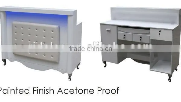 Pain Nail Salon Reception Desk Painted Finished Acetone Proof Office Table Design Receptionist Table TKN-C57B photo-3