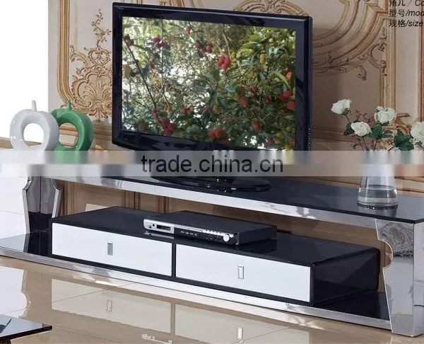 Modern Glass Console TV Stand With Wooden Strorage Cabinet E6665