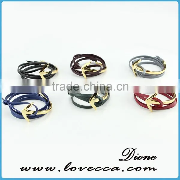 China Manufacturer Popular Anchor Bracelet for Men and Women Leather Bracelet photo-3