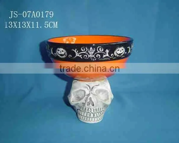Ceramic Halloween Skull Candle Stand/ Halloween Items