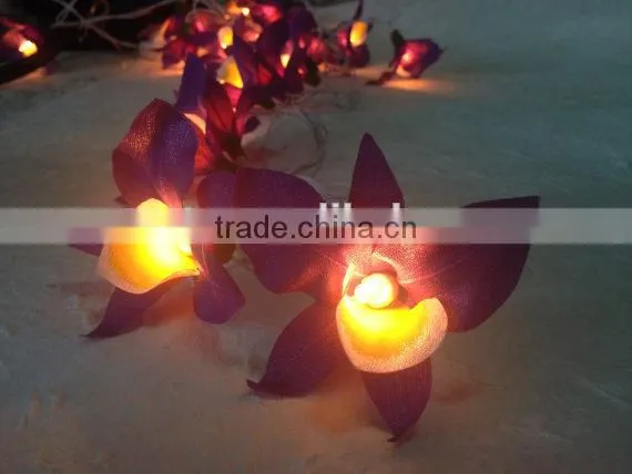 20 Battery Powered LED Purple Orchid Fairy Lights for Party and Decoration photo-4