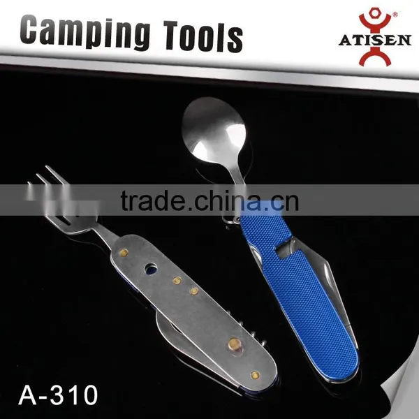 Best Gift 6 In 1 Multifunctional Camping Tools Outdoor Survival Folding Pocket Knife Fork and Scoop photo-2