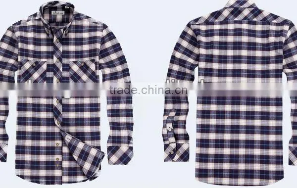 Men's 100% Cotton Twill Plaids Flannel Fashion Shirt With Long Sleeves photo-4