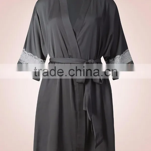 Adult Romper Pajamas Wholesale Custom Satin Lace Insert Dressing Gownpajamas WomenWholesale Custom Made in China photo-5