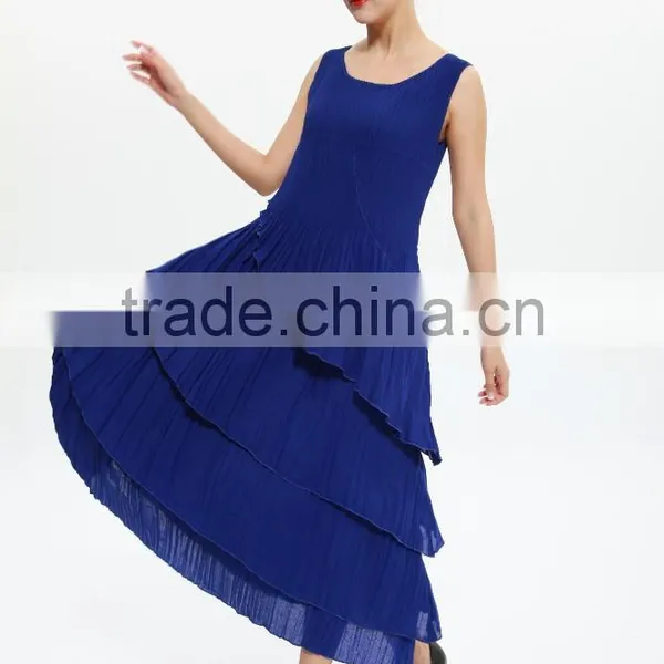 Pleat Ladies Sleeveless Vest Dress New Design Cake Dresses photo-3