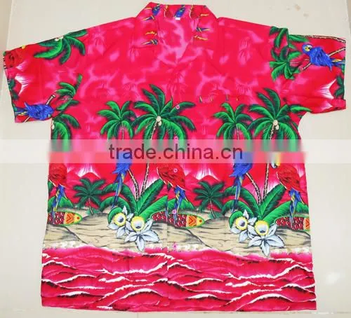 GENTS MACAU PARROT PRINT HAWAIIAN SHORT SLEEVE ALOHA SHIRT photo-2