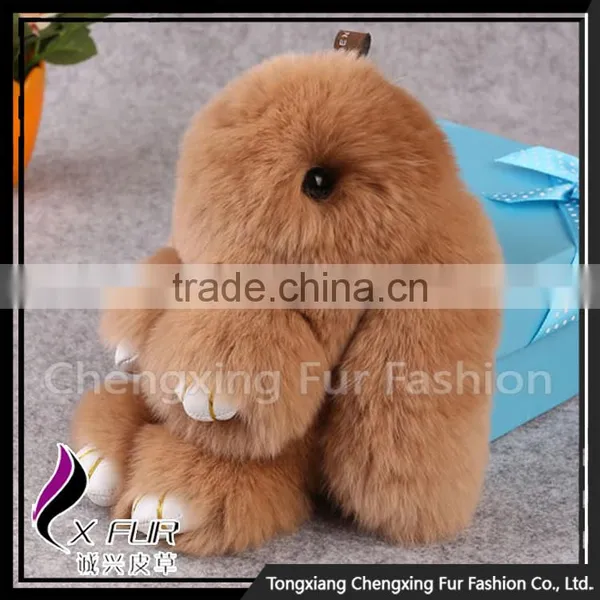 CX-R-10 Lastest Design Hot Fashion Custom Genuine Rex Rabbit Fur Keychain photo-5